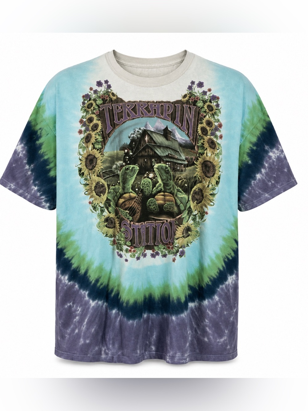 Grateful Dead Liquid Blue Terrapin Station Tie Dye T-Shirt 3XL Sunflower Turtle